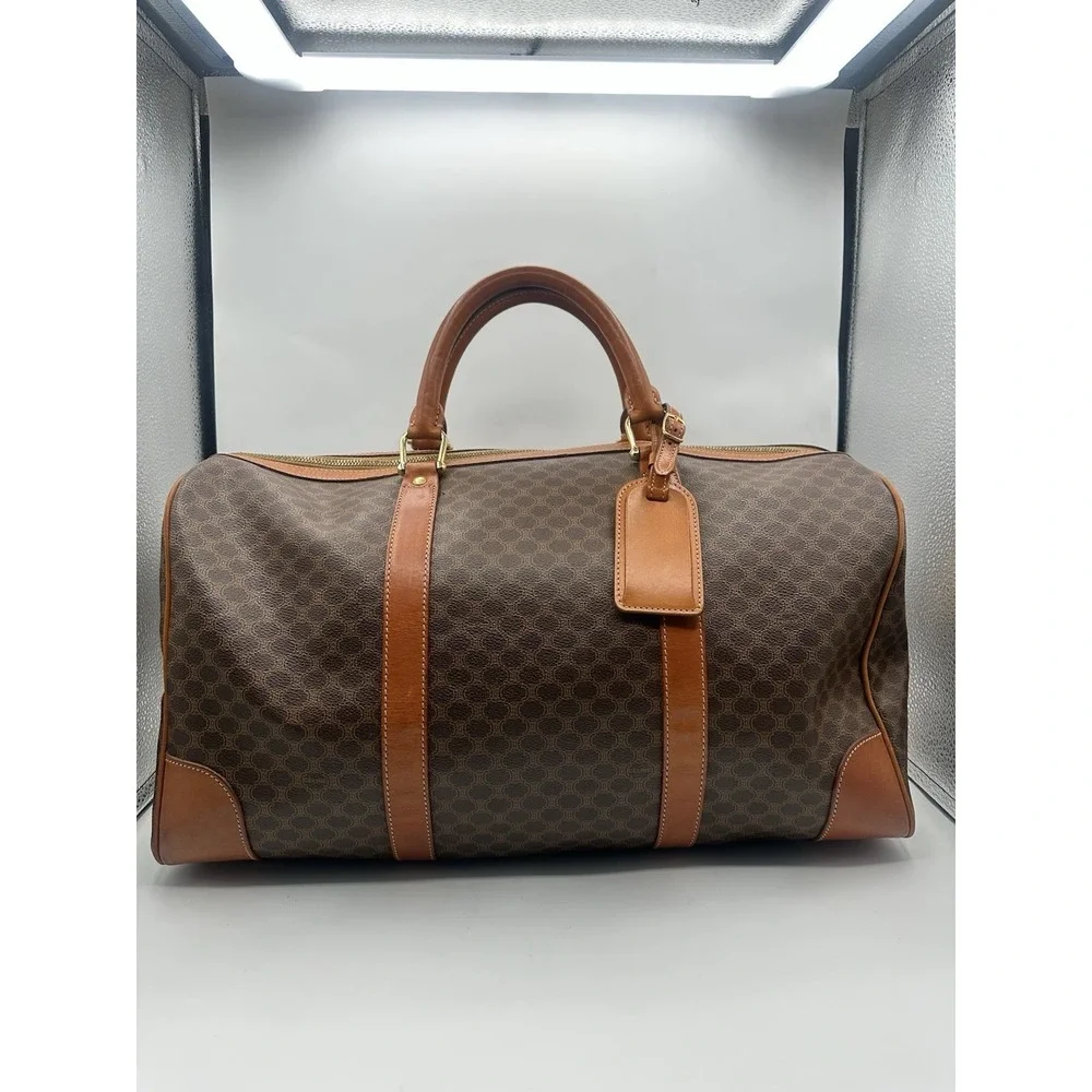 Celine Duffle Bag Macadam Coated Canvas With Key, Lock & Luggage Tag Vintage